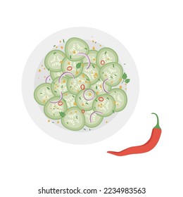 Ilustración del vector de ensalada de pepino tailandés