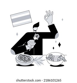 Thai cuisine abstract concept vector illustration. Thai traditional food, oriental cuisine restaurant menu, thailand spicy taste, asian recipe, takeout meal, gourmet market abstract metaphor.