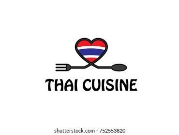thai cuisine and flag