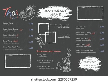 Thai cuisine menu, Thai food menu ,Vintage chalk drawing beer menu design. Restaurant menu