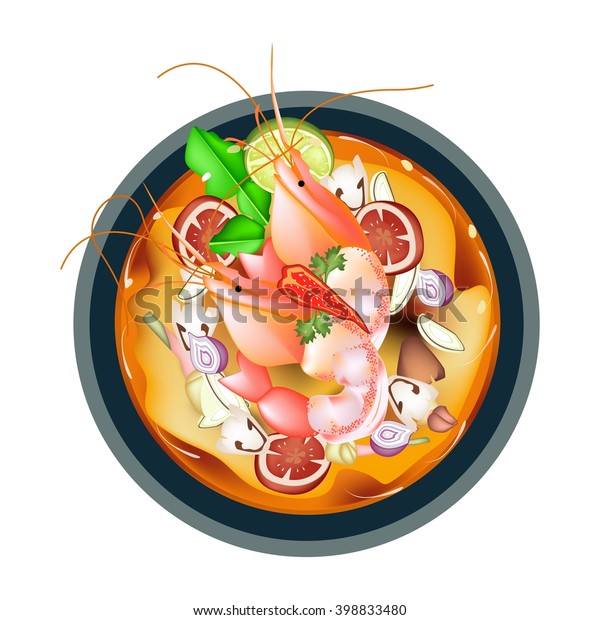 Thai Cuisine Tom Yum Goong Traditional Stock Vector Royalty Free