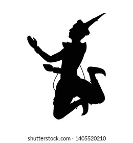 Thai culture angel man silhouette vector