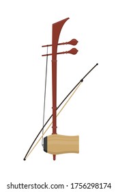 Thai culture fiddle flat style isolated on white. music instrument object concept vector for your design work, presentation, website or others.