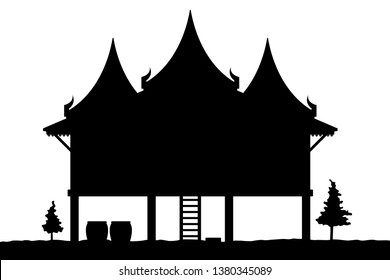 Thai culture style house silhouette vector