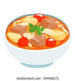 Thai curry with beef vector illustration