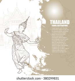 Thai dance and culture background. Thailand travel destinations background