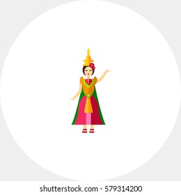 Thai dancer in colorful dress icon