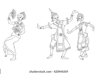 Thai dancers illustration