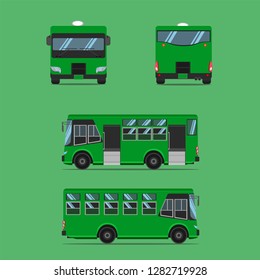 thai dark green bus transport car vehicle  vector illustration