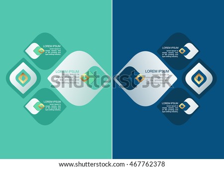 Thai Decorative Pattern element for Info graphic Design or Presentation and chart for compare infomation Green and Blue Theme