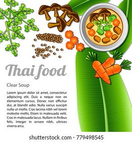 Thai delicious and famous food Clear soup with isolated white background ingredient,vector illustration