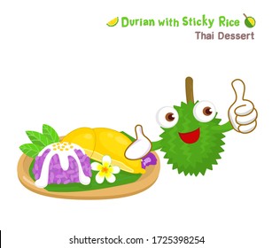 Thai Dessert Durian with Sticky Rice Vector