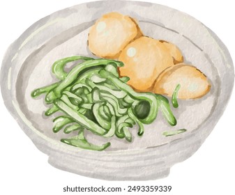 diseño de elemento de postre tailandés para la Plantilla, estilo acuarela.