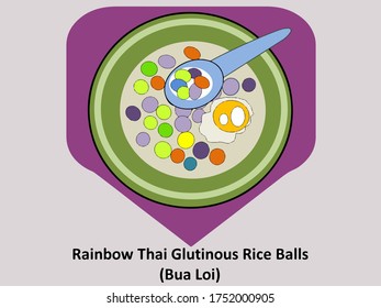 Thai dessert location on GPS,Rainbow Thai Glutinous Rice Balls .