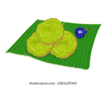 Thai dessert, lotus leaf on a white background.