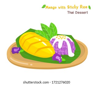 Thai Dessert Mango  with Sticky Rice Vector