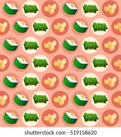 Thai Dessert Repeating Pattern : Vector Illustration