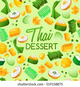 Thai Dessert Seamless Pattern: Vector Illustration