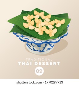 Thai dessert in traditional Thai ceramic ware : Vector Illustration