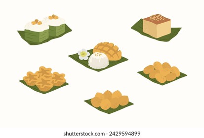 Thai Dessert Vektor-Illustration im flachen Stil