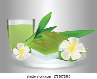 Vector de postre tailandés, Pandan Custard