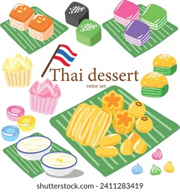 thailändisches Desserts, Vektorset thailändische Küche