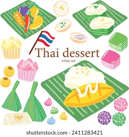 Thai  dessert vector set  Thailand cuisine