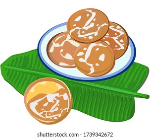 Thai desserts Kanom Khi Hong is a dessert made from glutinous rice flour mixed with sweet potato stuffed with salty green beans and salty sugar covered on the outside.