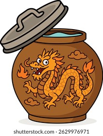thai dragon jar graphic vector 