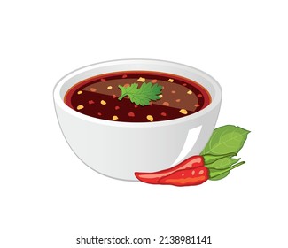 Thai Dried Chili Dipping Sauce with Chili pepper isolated on white background.