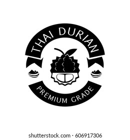 thai durian premium grade logo with mountain