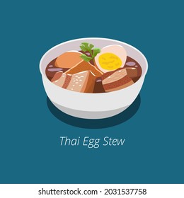 Thai egg stew. Vector illustration