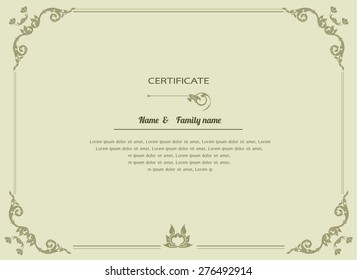 Thai elegant art frame, certificate design template. vector illustration