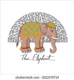 Thai elephant art painting vector illustration print t-shirts,poster,card