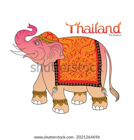 Thai elephant art painting vector illustration,print t-shirts,poster,card Foto stock © 