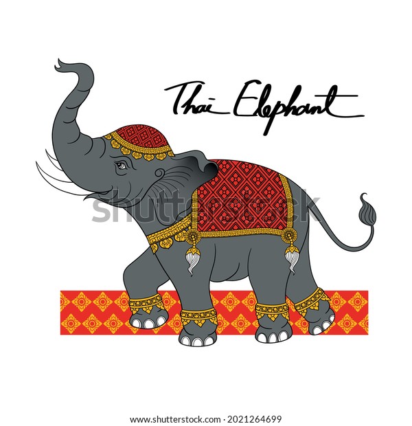 Thai Elephant Art Painting Vector Illustrationprint Stock Vector ...