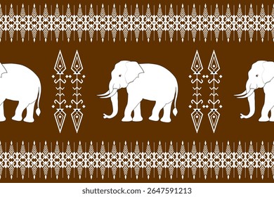 Thai elephant border, ethnic pattern, ornament, Thai traditional style, illustration design for background,carpet,wrapping, textile, silk, fabric,trousers.	