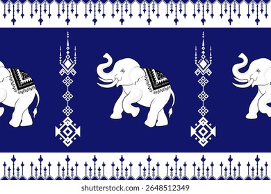 Thai elephant border, ethnic pattern, ornament, Thai traditional style, illustration design for background,carpet,wrapping, textile, silk, fabric,trousers.	