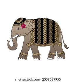 Thai Elephant Drawing,traditional style in Thailand, Graphic design print t-shirts fashion, illustration, vector, posters, cards, stickers, mug
