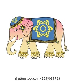 Thai Elephant Drawing,traditional style in Thailand, Graphic design print t-shirts fashion, illustration, vector, posters, cards, stickers, mug
