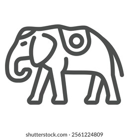 Thai elephant line icon, animals and wildlife concept. Vector graphics. Big elephant with saddle cloth sign on white background, outline style icon for mobile or web design