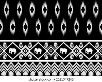 Thai Elephant Pattern Original Design For Background Carpet Wallpaper Shirt Batik Pattern Vector Illustration Embroidery