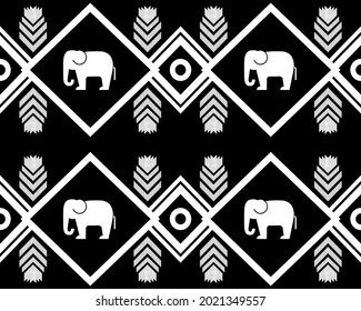 Thai Elephant Pattern Original Design For Background Carpet Wallpaper Shirt Batik Pattern Vector Illustration Embroidery