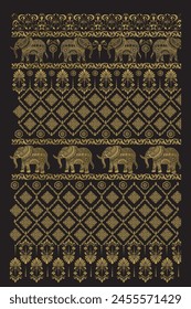 Thai elephant pattern set design vector