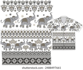 Vector de diseño de camisa de elefante tailandés