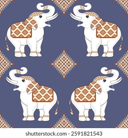 Thai Elephant Seamless geometric   Pattern