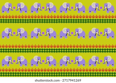Thai Elefant nahtloses Muster traditionelle asiatische Textil Hintergrund spielen Ball