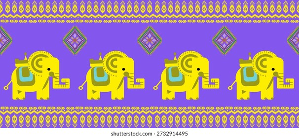 Thai Elephant Seamless Pattern – Vetor de arte tailandês tradicional
