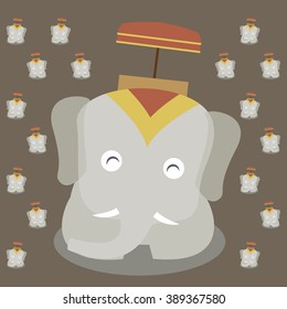 thai elephant smile cartoon vector