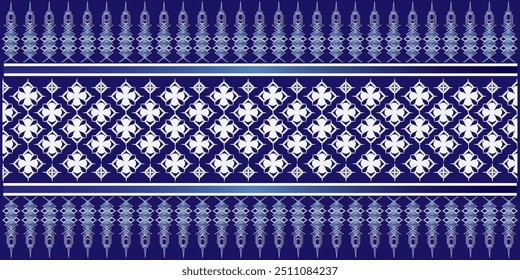 Thai ethnic pattern, abstract blue background, design for wallpaper, fabric pattern, packaging paper.
